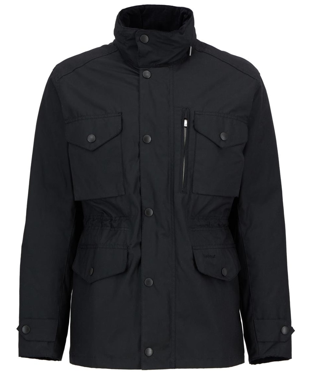 Men's Barbour Sapper Waxed Jacket - Black / Classic Tartan