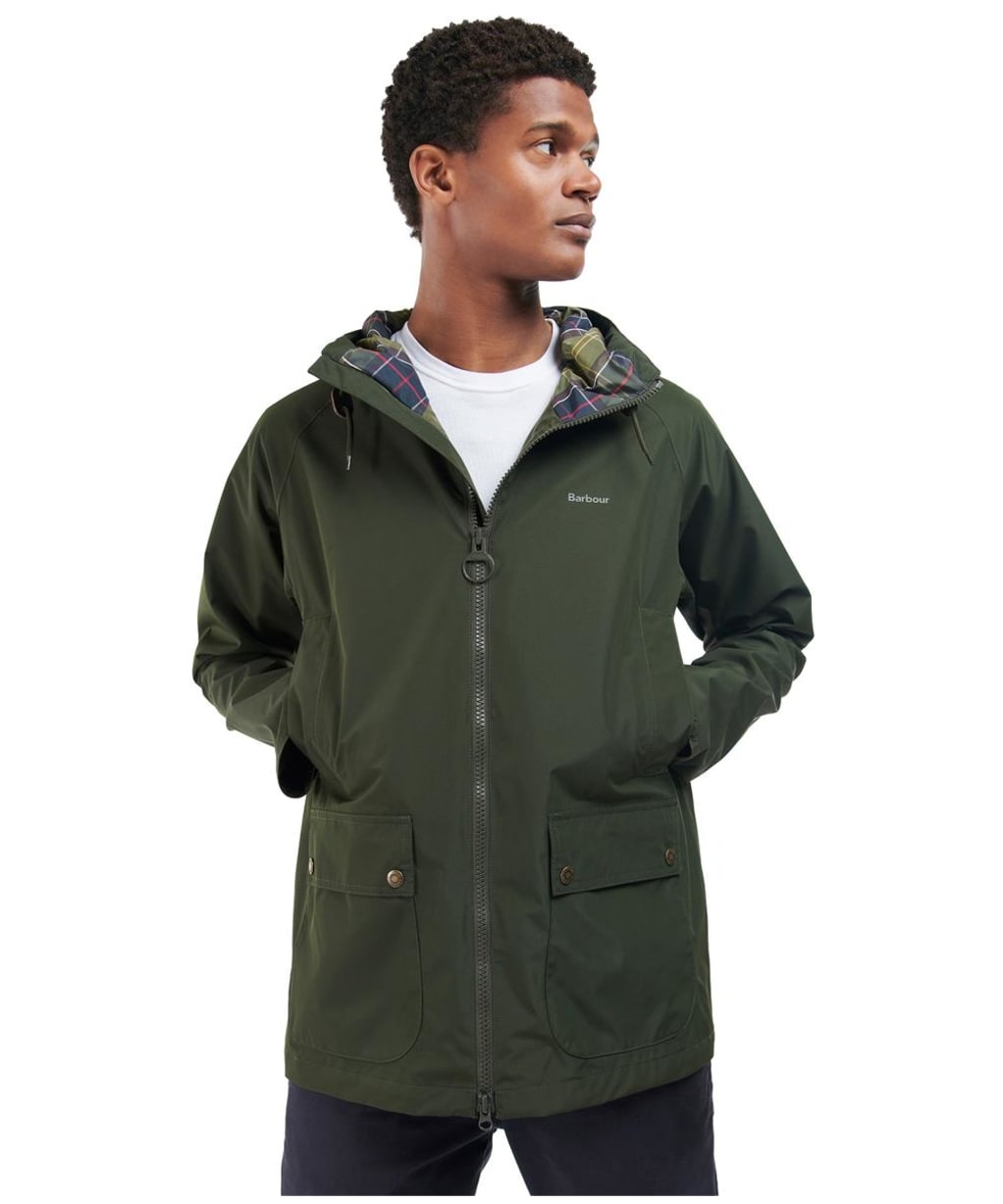 Men's Barbour Hooded Domus Waterproof Jacket - SAGE/CLASSIC