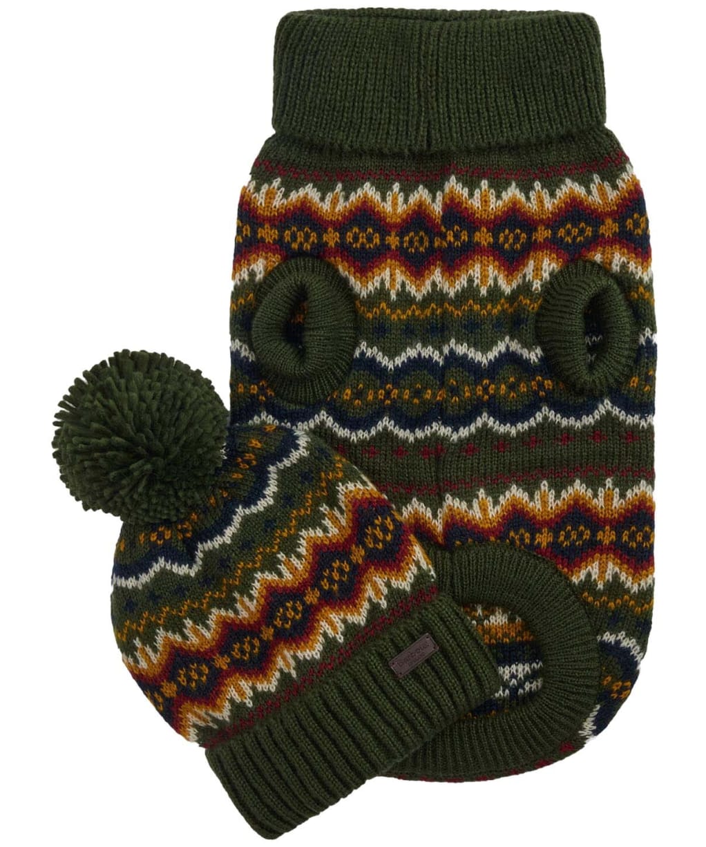 Barbour Case Fair Isle Dog Gift Set - Olive