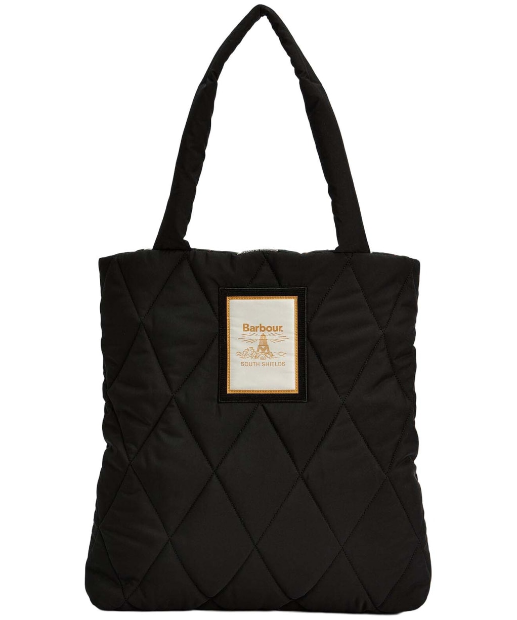 Women's Barbour Mariah Quilted Tote Bag - Black / Classic Tartan