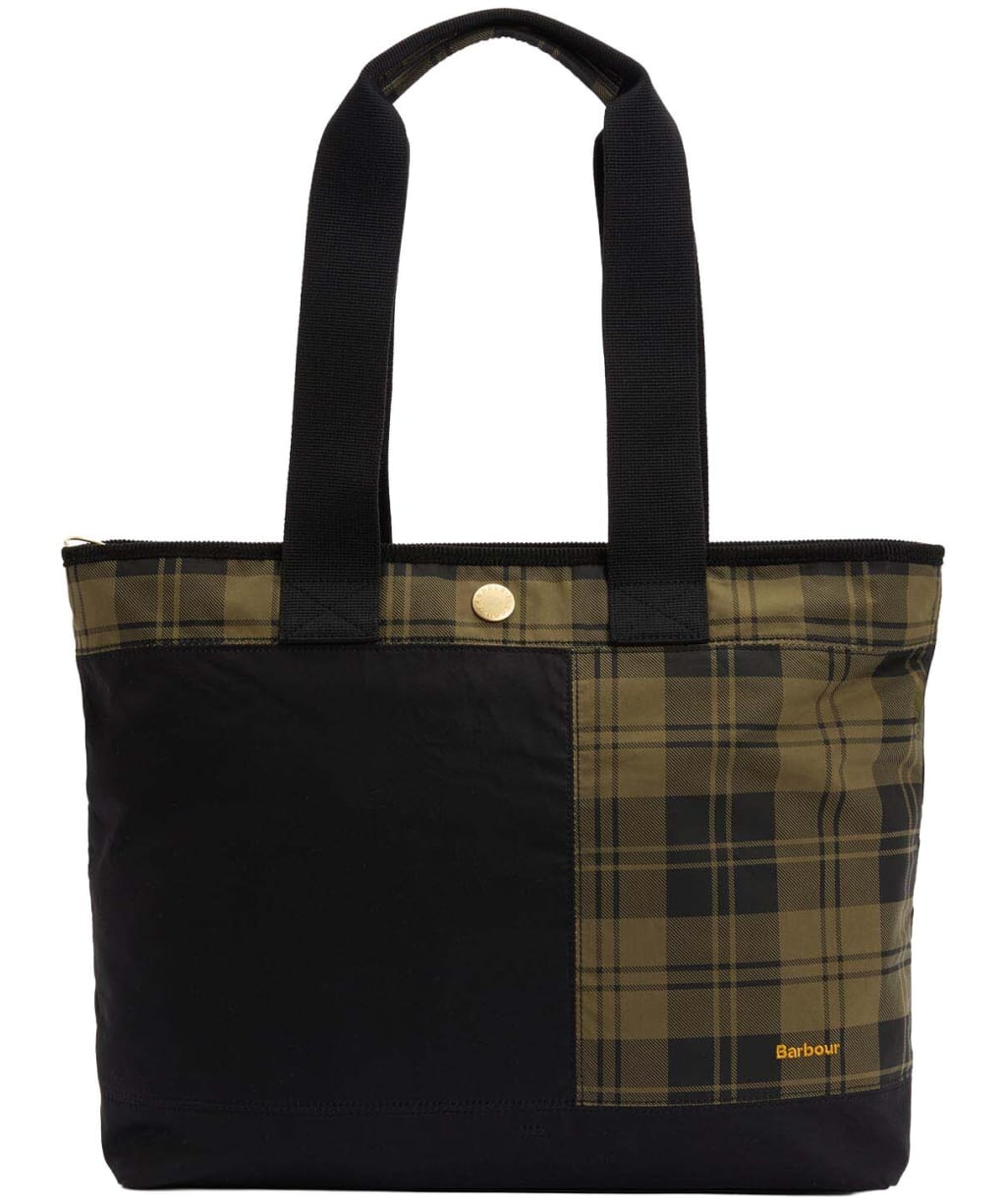 Women's Barbour Mya Patchwork Tote Bag - BLACK/OLIVE CHEC