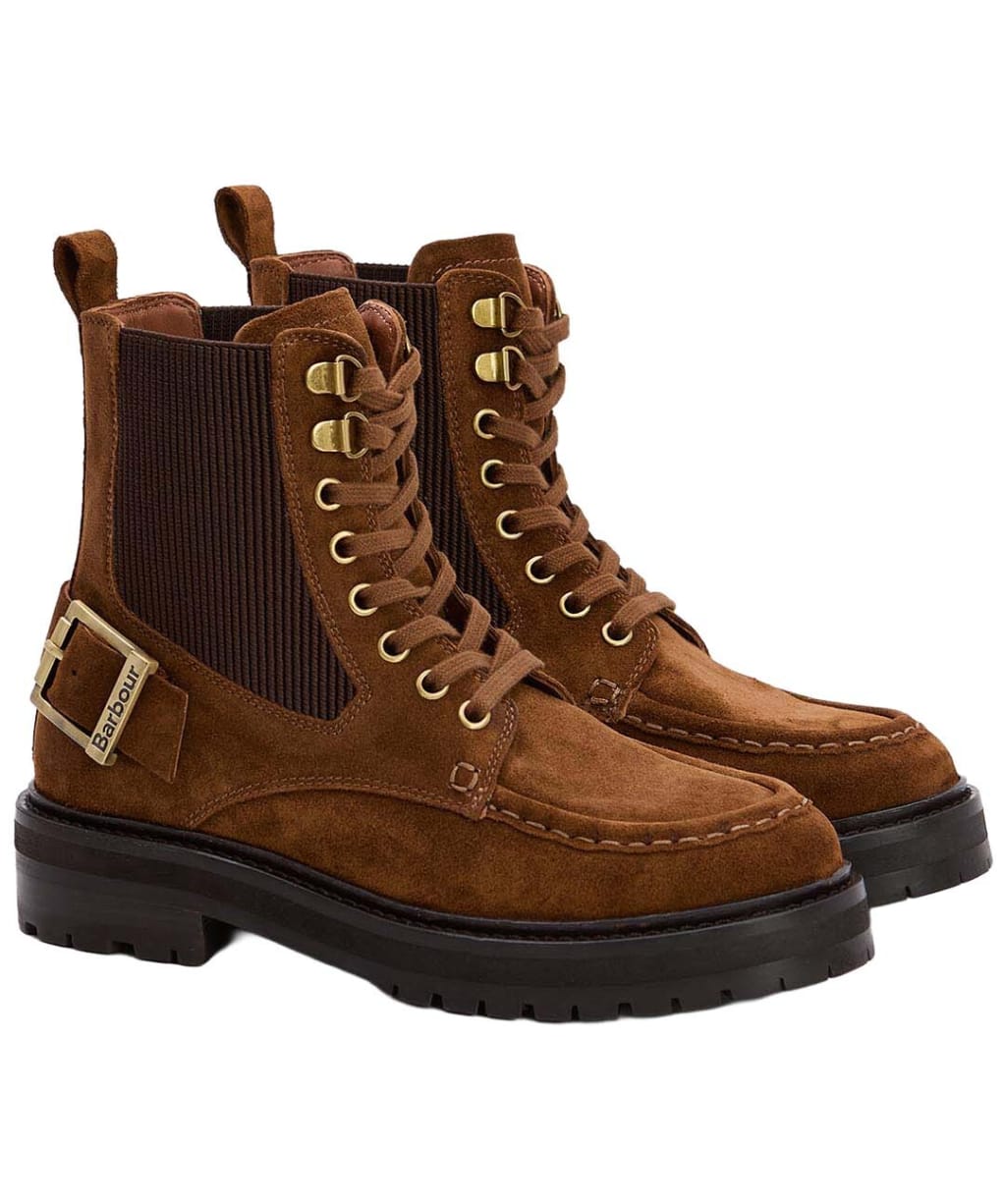 Women's Barbour Leonie Lace Up Boots - Tobacco Suede