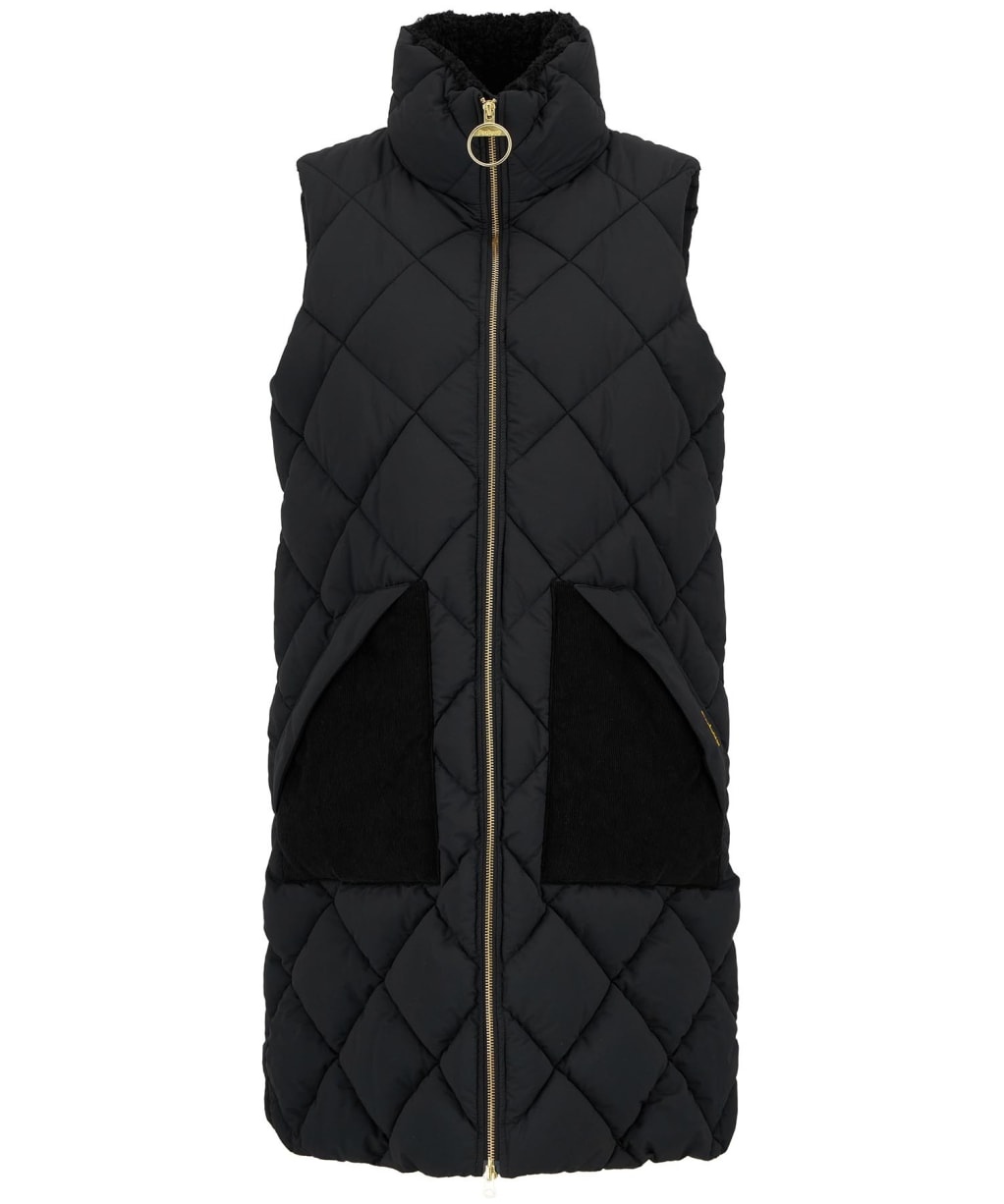 Women's Barbour Bernice Puffer Gilet - Black / Classic Tartan