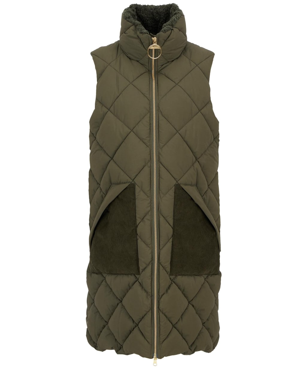 Women's Barbour Bernice Puffer Gilet - Olive / Ancient Tartan