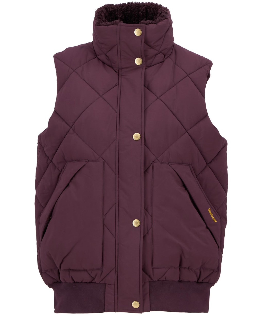 Women's Barbour Becky Puffer Gilet - Blak Cherry / Dark Brown / Muted Tartan