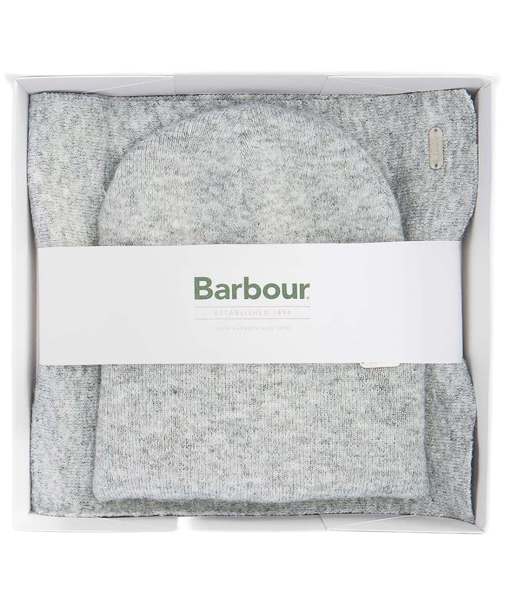 Women's Barbour Winona Beanie & Scarf Gift Set - Light Grey