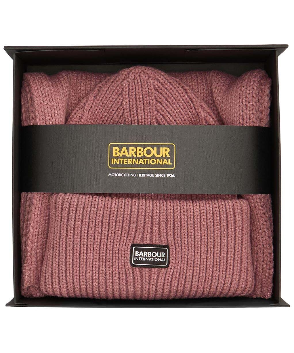 Women's Barbour International Juliana Beanie And Scarf Gift Set - Raspberry