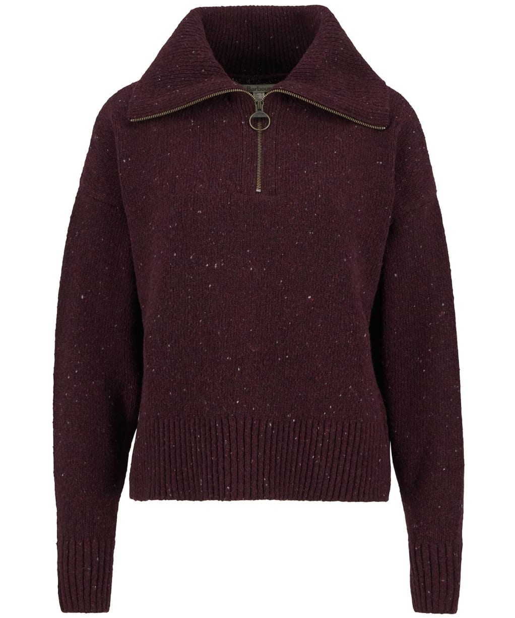 Women's Barbour Lavensdale Half Zip Knitted Jumper - Black Cherry