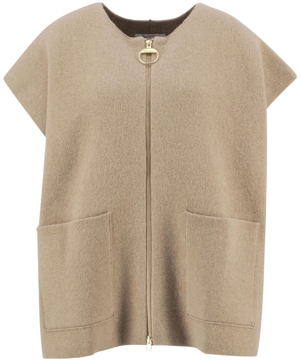 Women's Barbour Martha Sleeveless Zip Through Knitted Vest - Military Brown