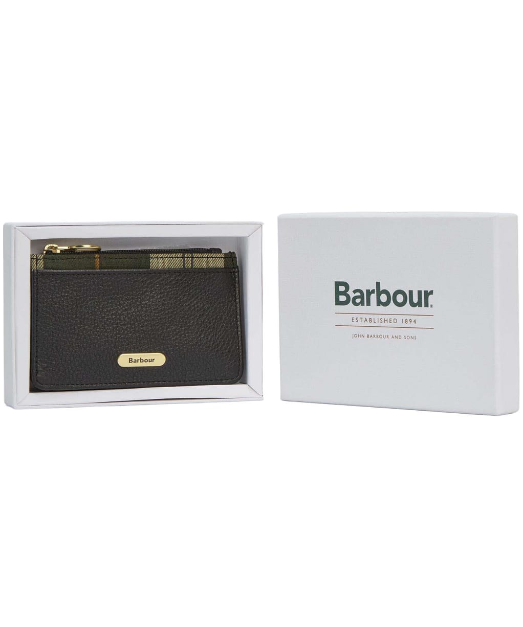 Women's Barbour Alder Leather Card Holder - Black / Ancient 