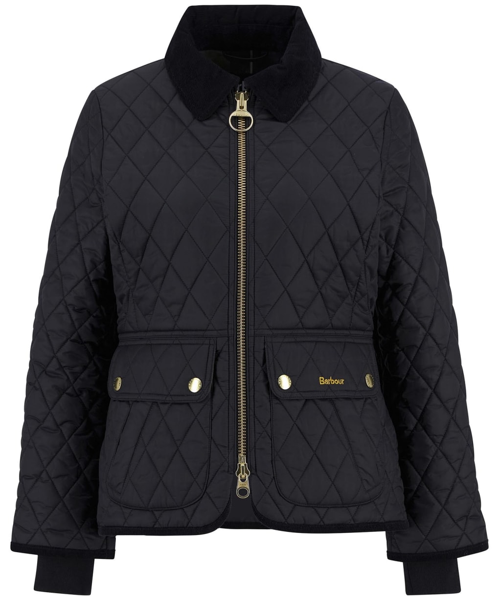 Women's Barbour Fitted Beadnell Quilted Jacket - Black / Classic Tartan