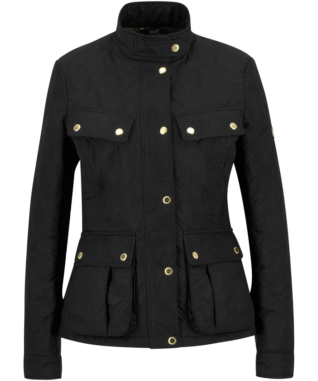 Women's Barbour International Halsey Quilted Jacket - BLACK/DUSKY KHAK