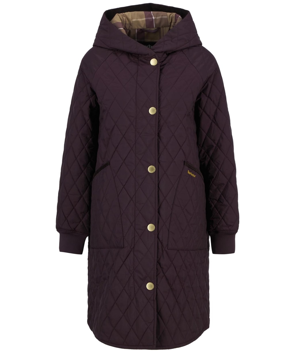 Women's Barbour Hilary Quilted Jacket - Blak Cherry / Dark Brown / Muted Tartan