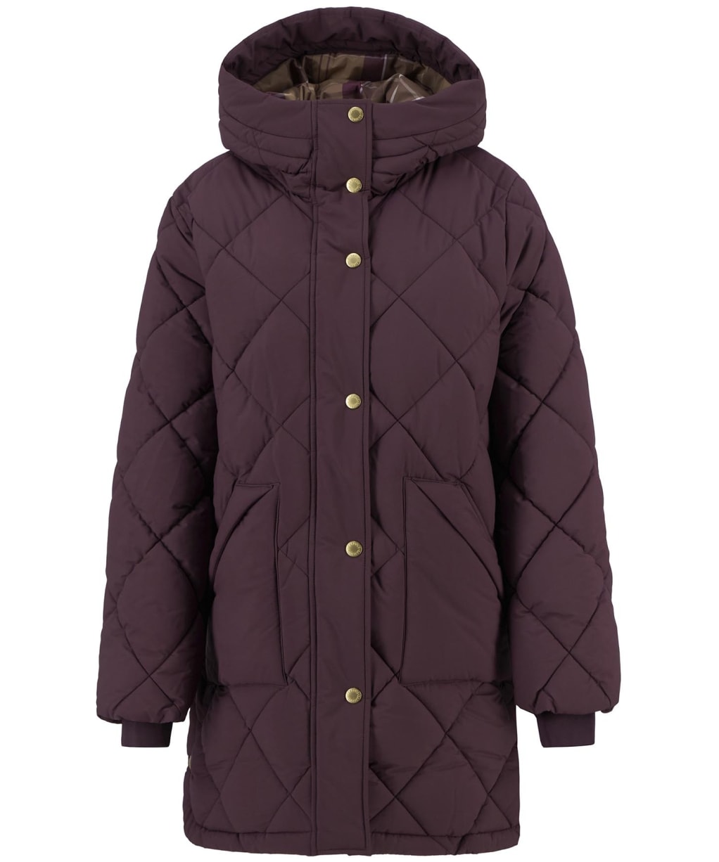 Women's Barbour Kailyn Puffer Jacket - Blak Cherry / Dark Brown / Muted Tartan