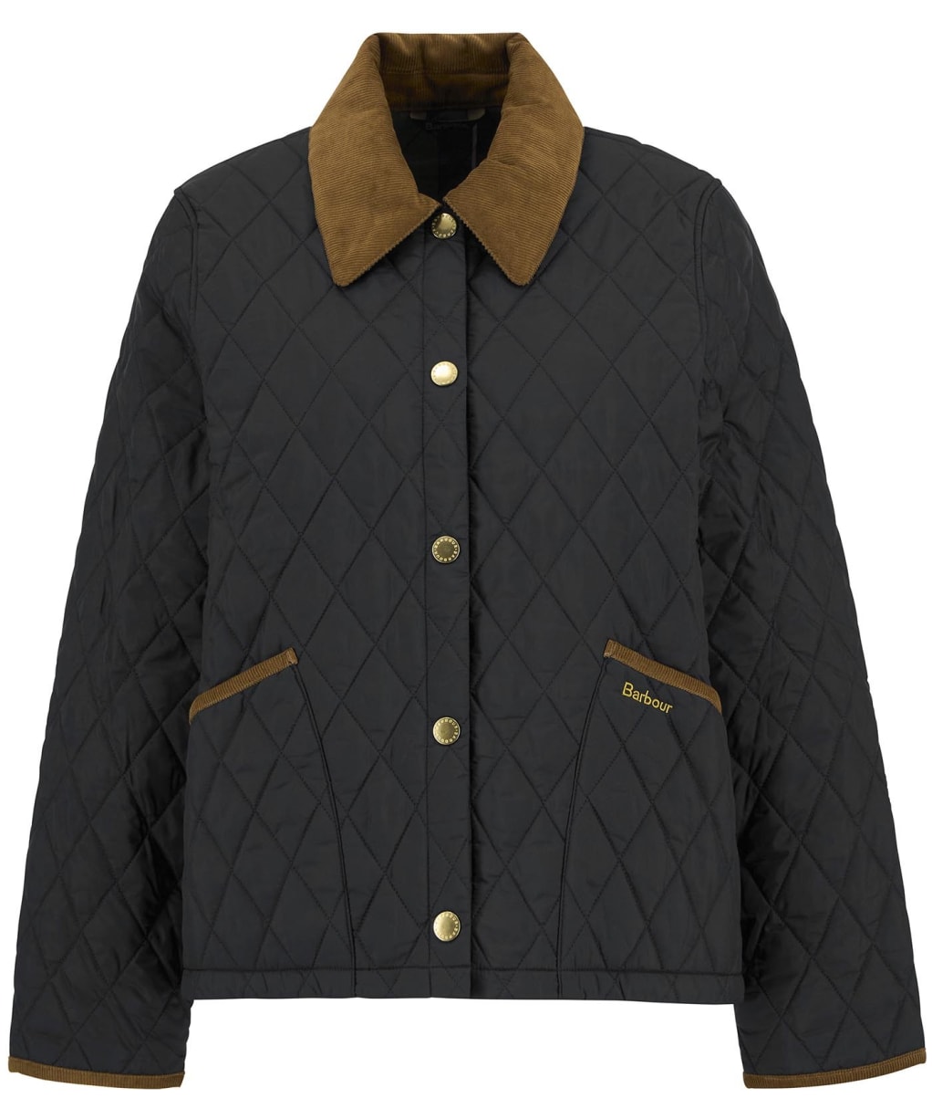 Women's Barbour Icons Cropped Liddesdale Quilted Jacket - Black / Classic Tartan