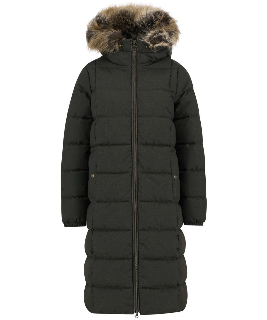 Women's Barbour Marjoram Puffer Jacket - Olive / Classic Tartan