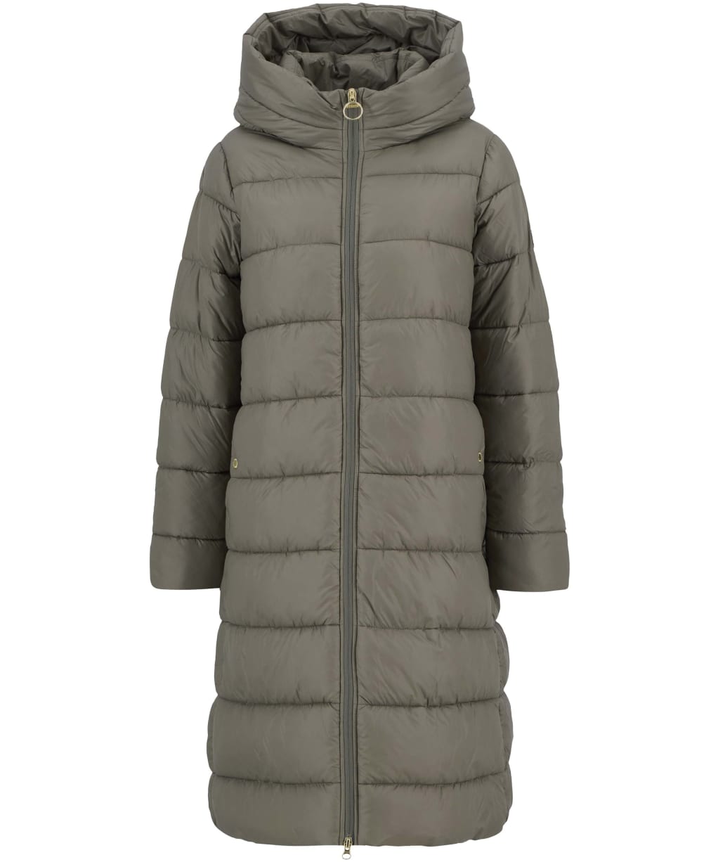 Women's Barbour International Longline Olivios Puffer Jacket - Dusky Khaki