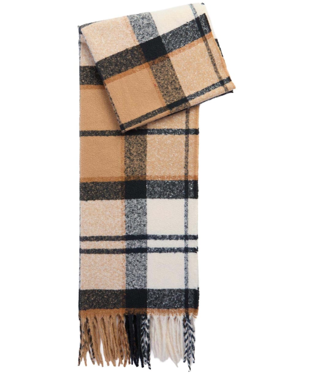 Women's Barbour Deanna Tartan Scarf - Hessian / Navy Tartan