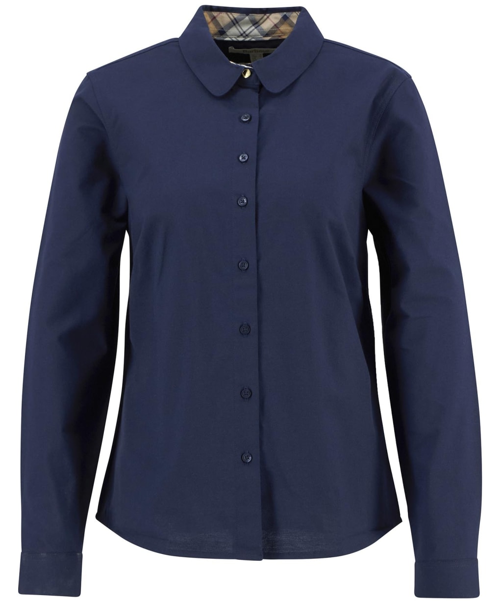 Women's Barbour Lavender Long Sleeve, Fitted, Cotton Blend Shirt - Navy / Hessian