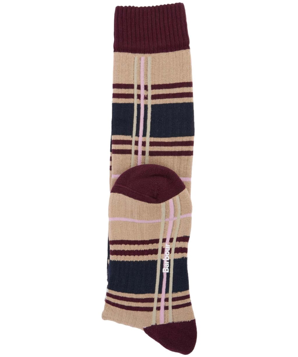 Women's Barbour Wellington Tartan Knee Length Sock - Gardenia Tartan