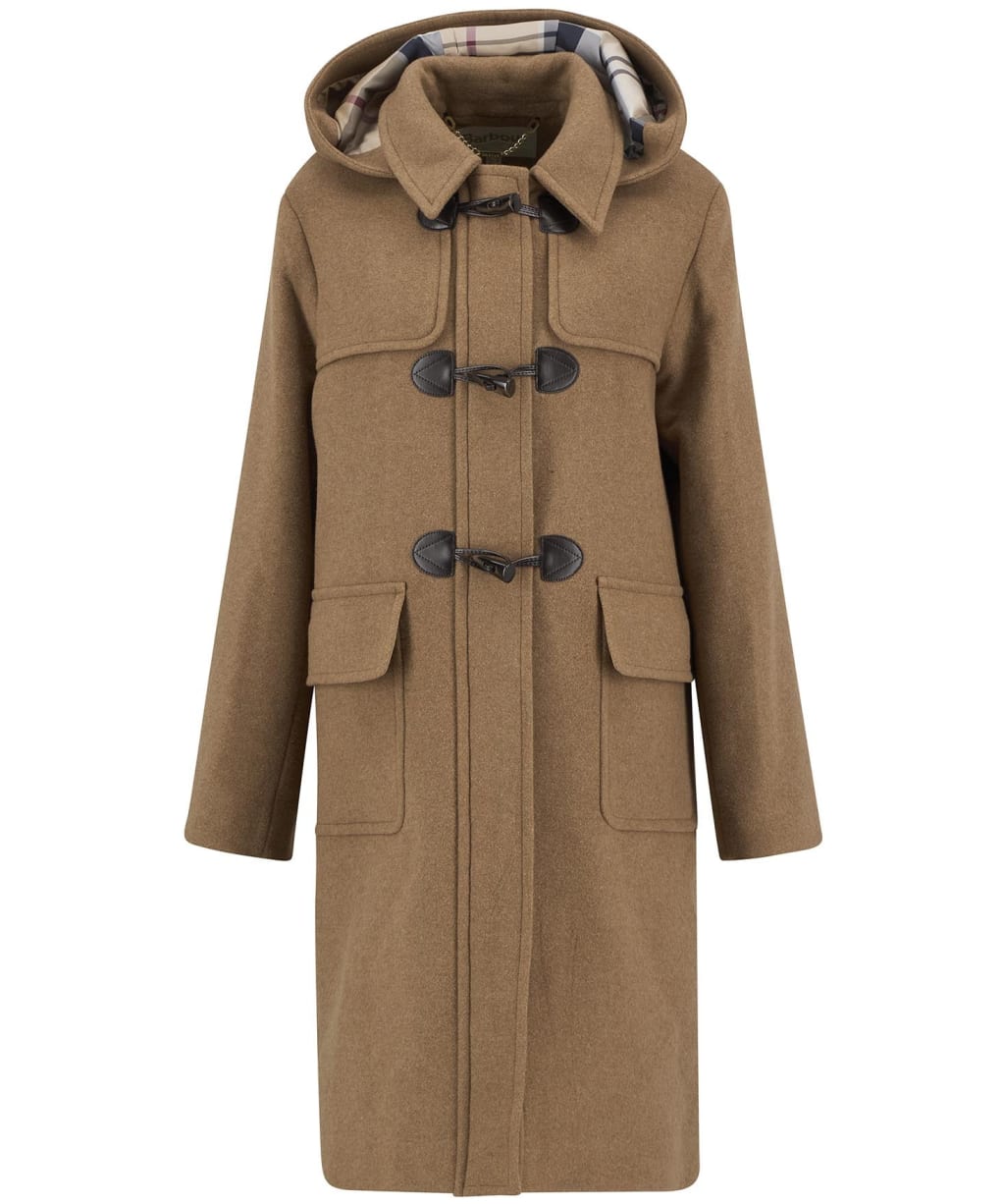 Women's Barbour Melody Wool Duffle Coat - Camel / Hessian Tartan