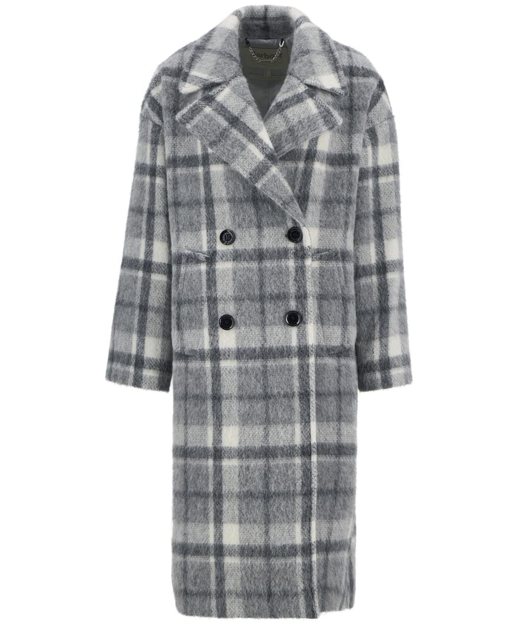 Women's Barbour Beattie Double Breasted Wool Coat - Soft Grey Check / Onyx Tartan