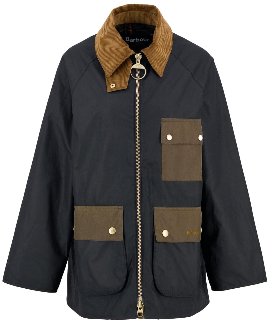 Women's Barbour Luella Waxed Jacket - Black / Classic Tartan