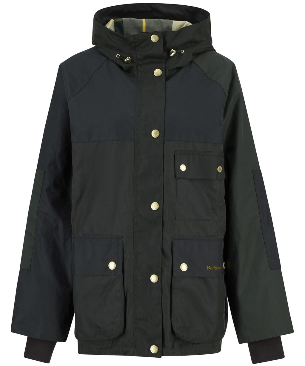 Women's Barbour Keeley Wax Jacket - Fern / Sage / Duffle Bag / Ancient Tartan