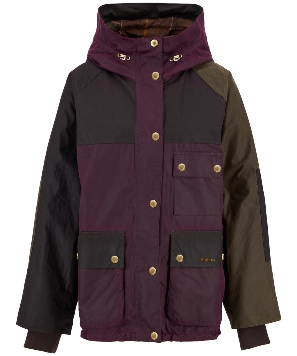 Women's Barbour Keeley Wax Jacket - Merlot / Rustic / Beech / Muted Tartan