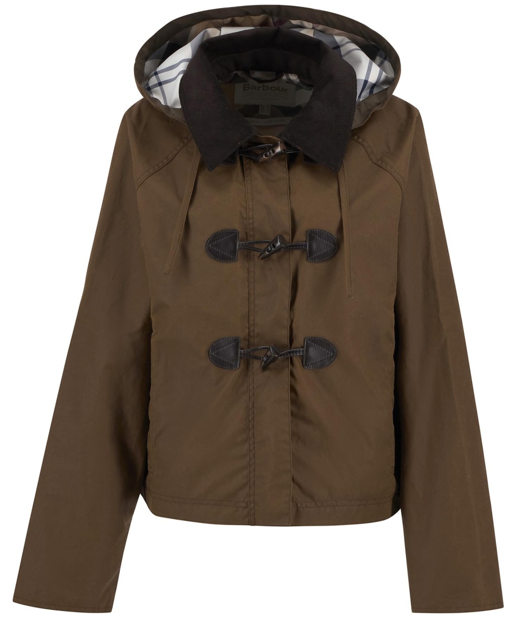 Women's Barbour Myra Wax Duffle Jacket - Bark / Hessian Tartan