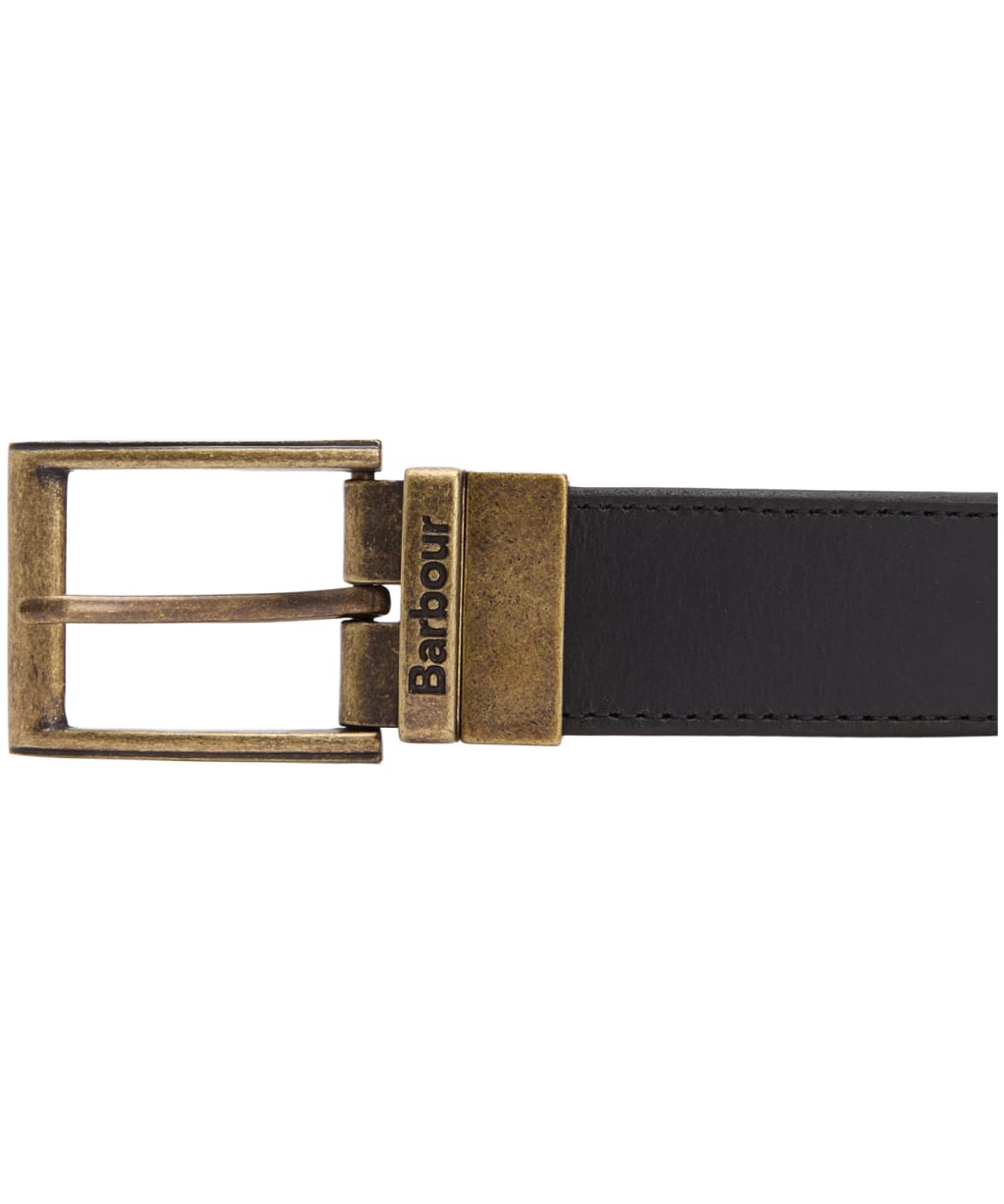 Men's Barbour Reversible Tartan Leather Belt - Black / Modern Tartan
