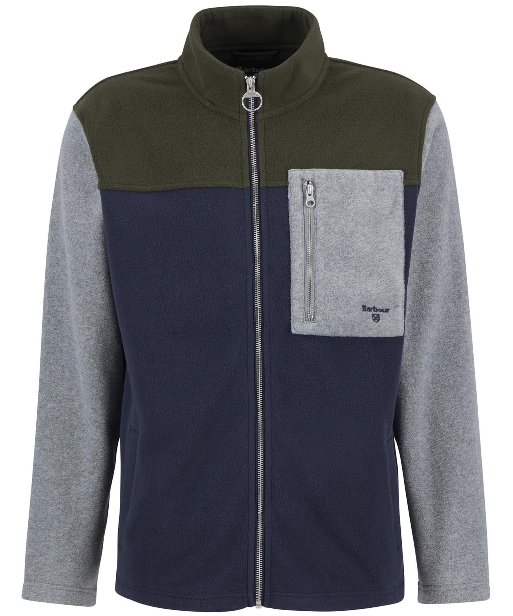 Men's Barbour Colour Block Fleece Full Zip Jacket - Navy