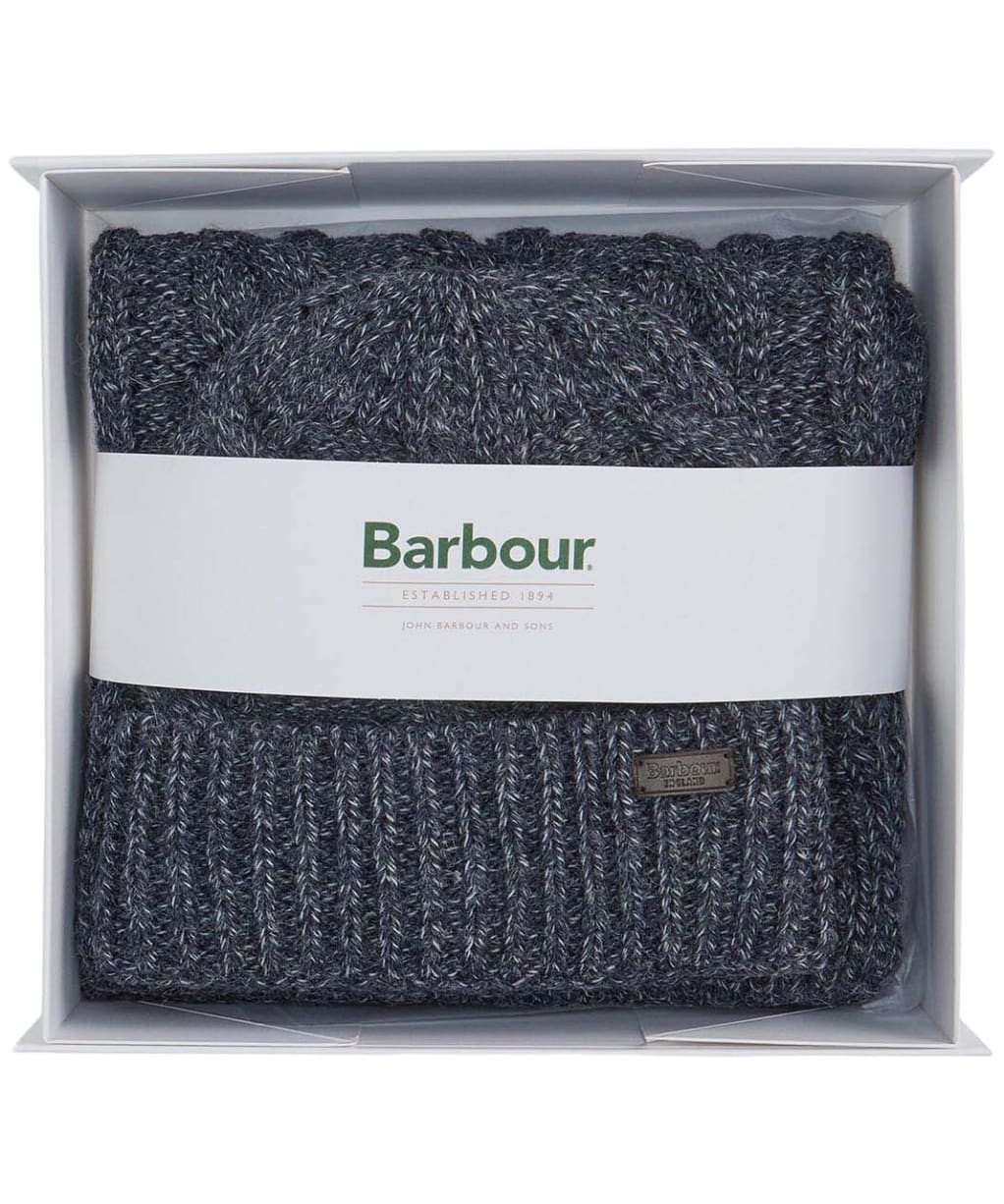 Men's Barbour Jesmond Beanie And Scarf Gift Set - Navy