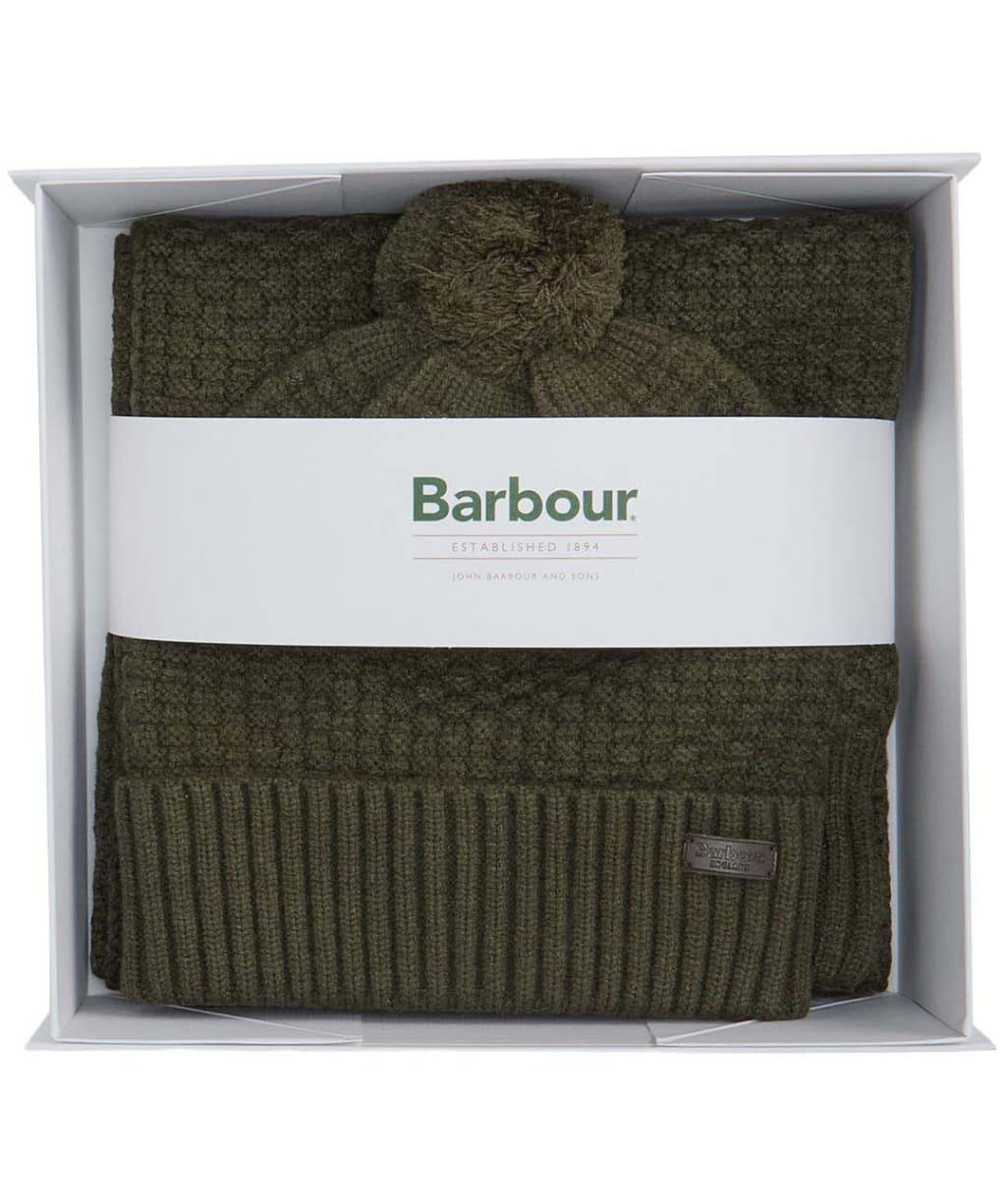 Men's Barbour Ramside Beanie And Scarf Gift Set - Dark Olive