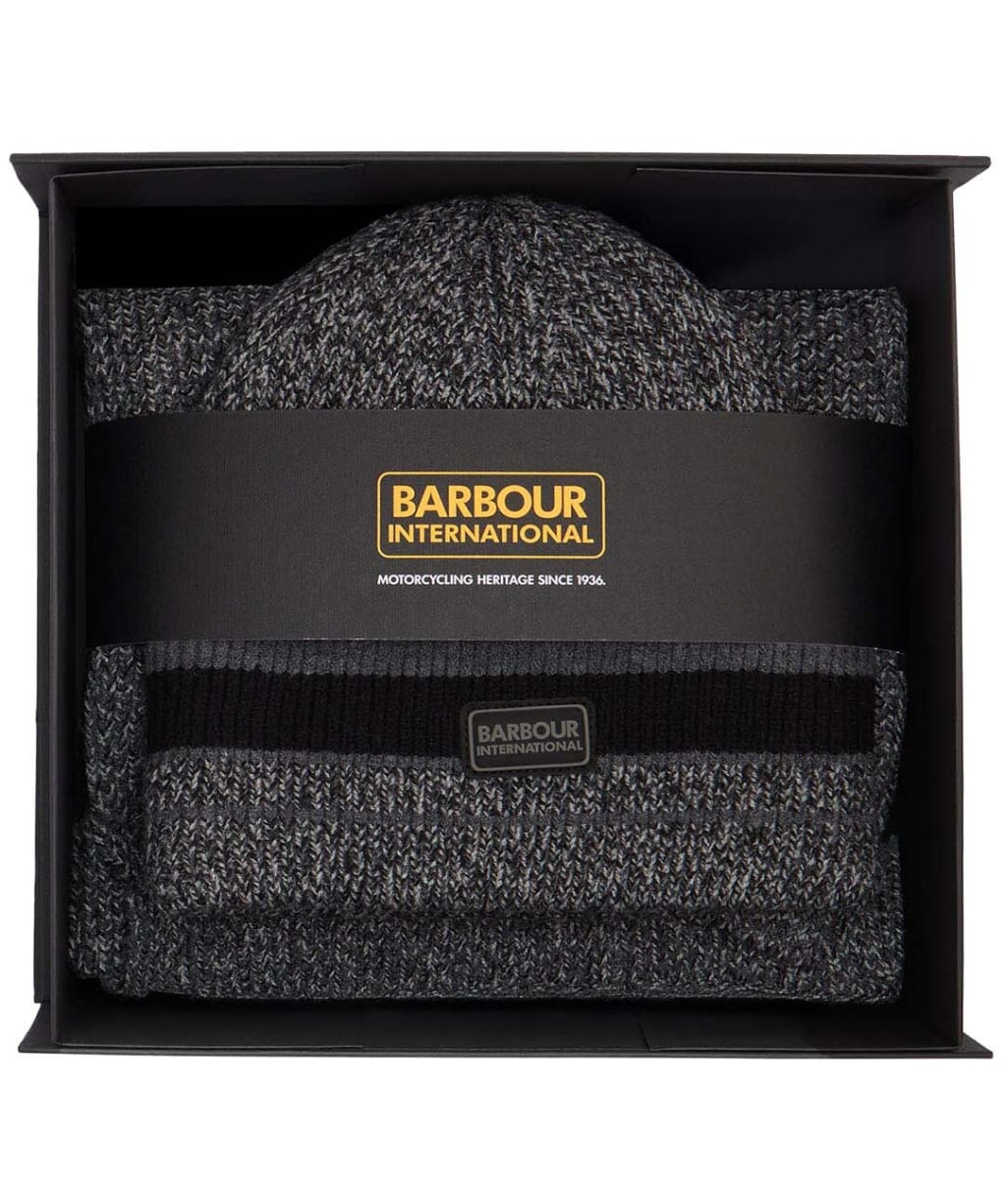 Men's Barbour International Boston Beanie And Scarf Gift Set - Black / Grey