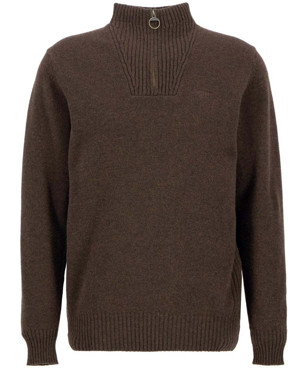 Men's Barbour Essential Wool Half Zip Sweater - Dark Oak