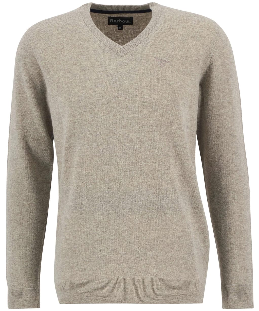 Men's Barbour Essential Lambswool V Neck Sweater - Washed Stone
