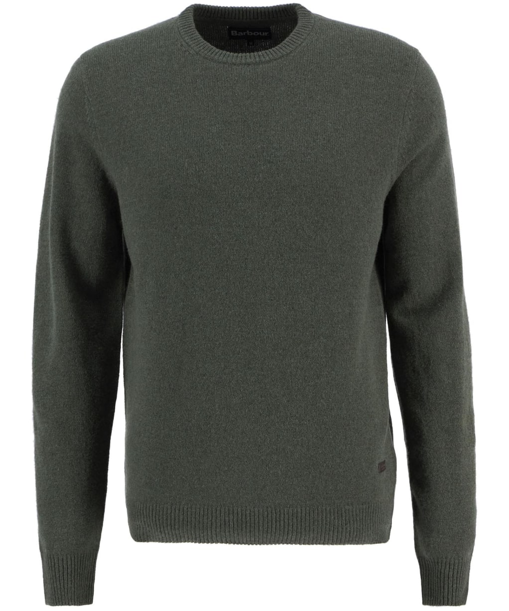 Men's Barbour Patch Crew Neck Lambswool Sweater - Olive