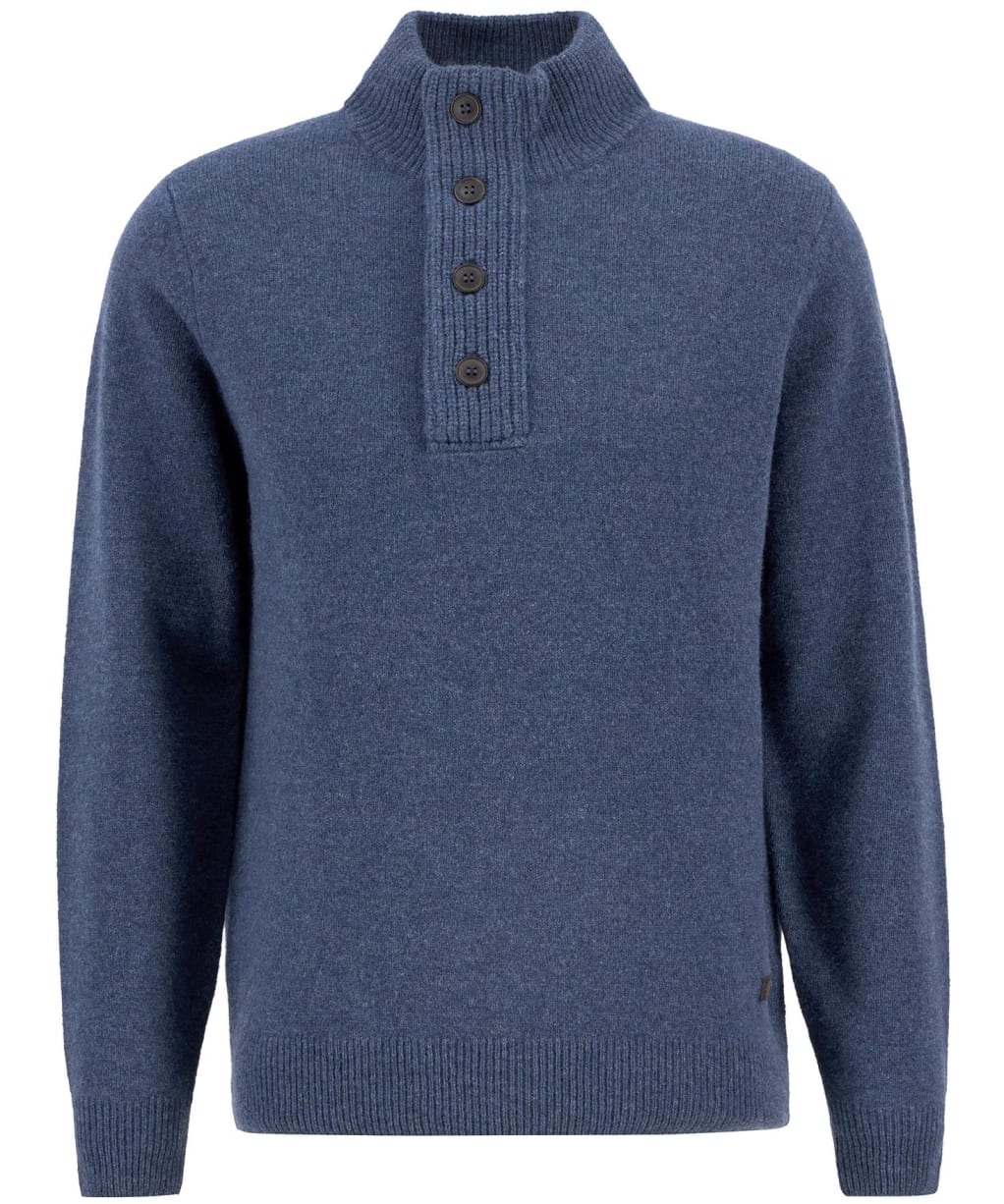 Men's Barbour Patch Half Button Lambswool Sweater - Dark Indigo