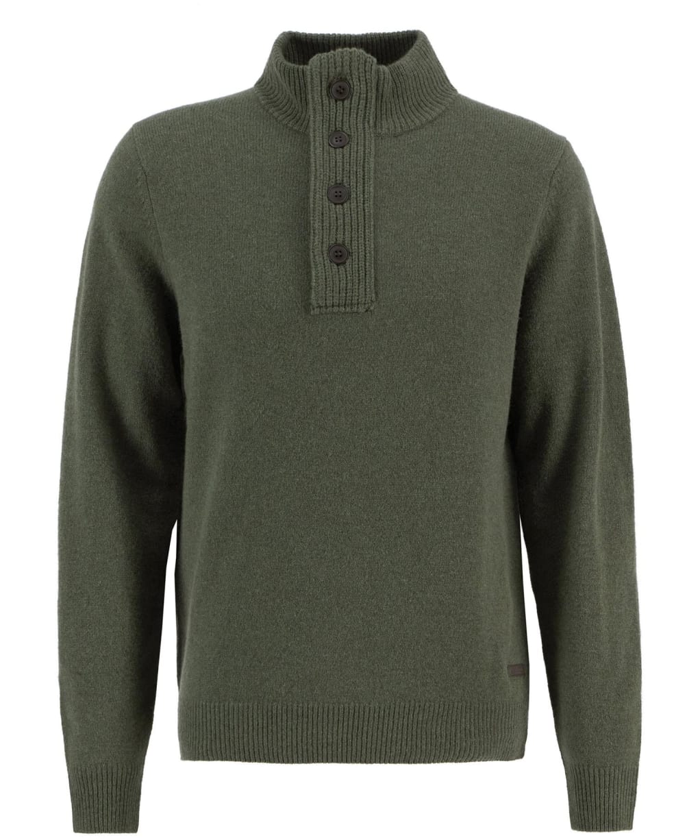 Men's Barbour Patch Half Button Lambswool Sweater - Olive