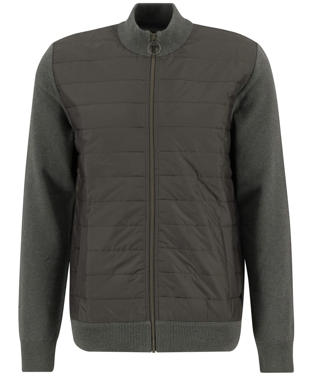 Men's Barbour Carn Baffle Zip Thru Quilted Sweater - Olive