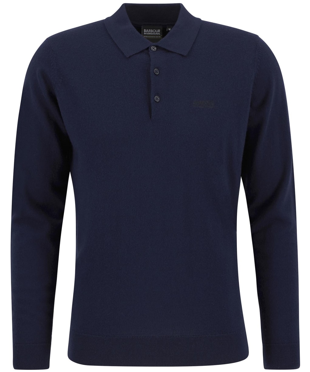 Men's Barbour International Merlin Merino Polo Jumper - Navy