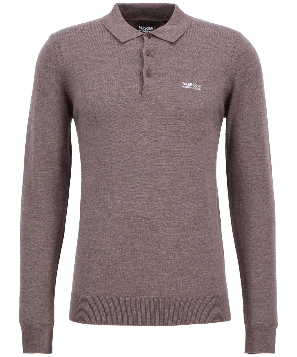 Men's Barbour International Merlin Merino Polo Jumper - DARK BRINDLE