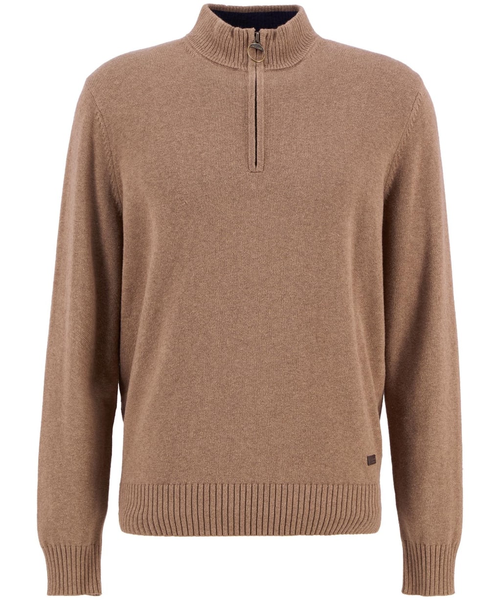 Men's Barbour Kelson Half Zip Knitted Jumper - Stone