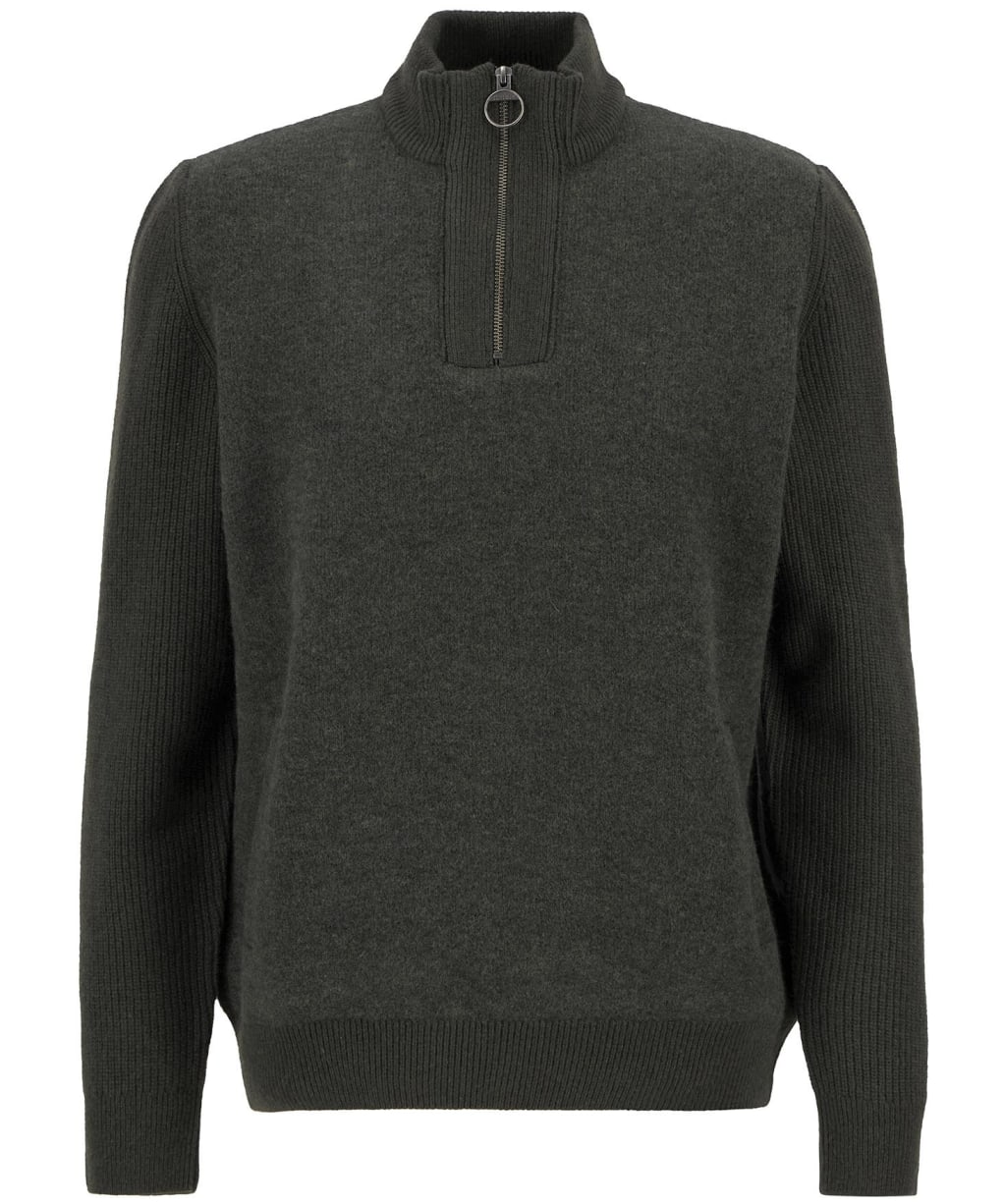 Men's Barbour Milburn Half Zip Knitted Jumper - Dark Olive