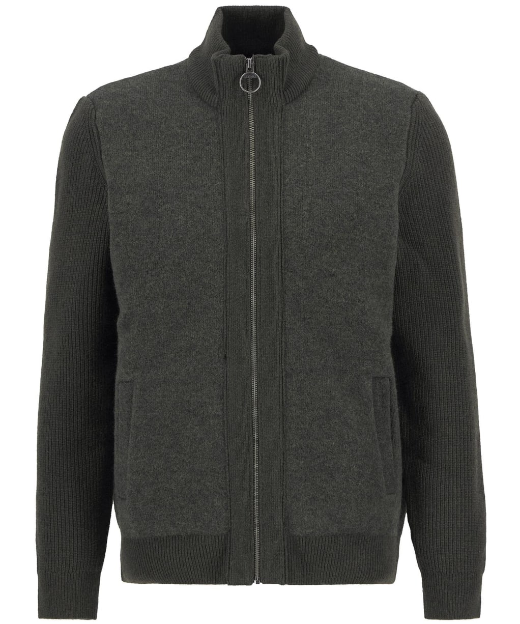 Men's Barbour Milburn Zip Through Knitted Jumper - Dark Olive