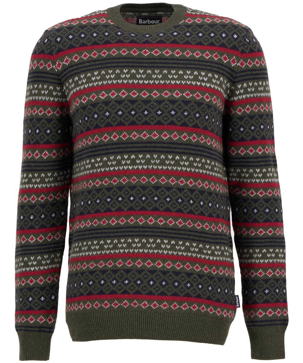 Men's Barbour Easdale Fair Isle Crew Neck Sweater - Duffle Green