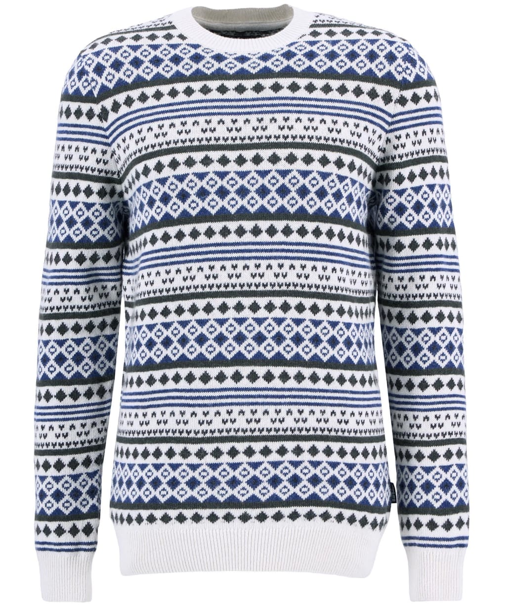 Men's Barbour Easdale Fair Isle Crew Neck Sweater - Whisper White