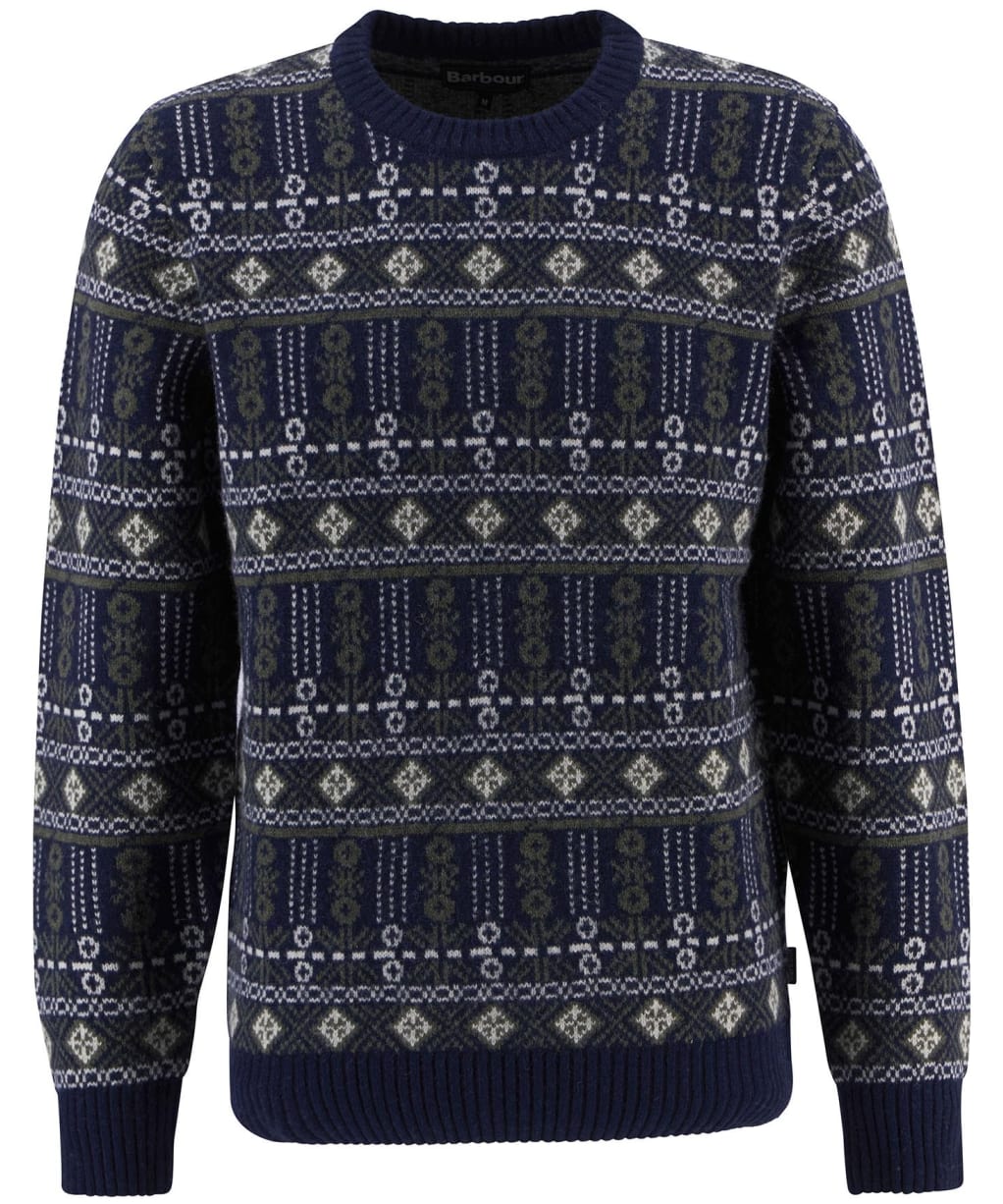 Men's Barbour Grangetown Fair Isle Crew Neck Sweater - Inky Blue