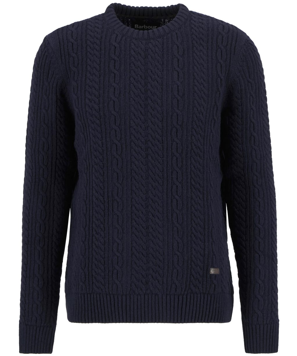 Men's Barbour Lowfen Cable Crew Neck Jumper - Navy